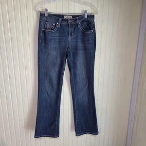 Earl Jean Jeans Womens 4P Blue Bootcut Rhinestone Embellished Stretch Denim